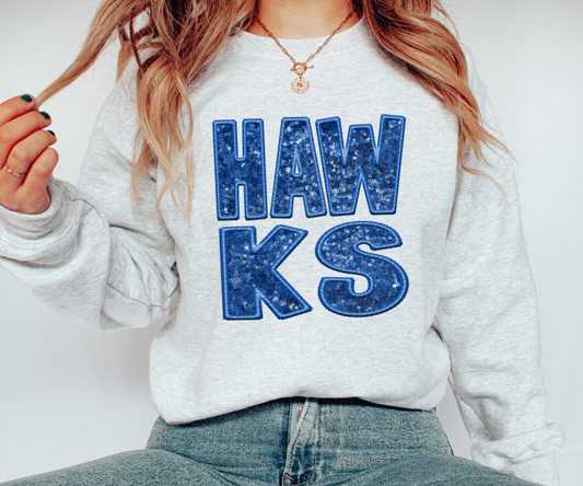 Hawks Faux Sequins and Embroidery Graphic Tee