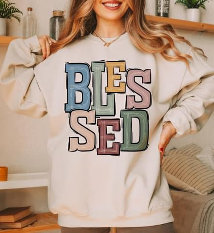 Blessed Boho Varsity Doodle Graphic Tee
