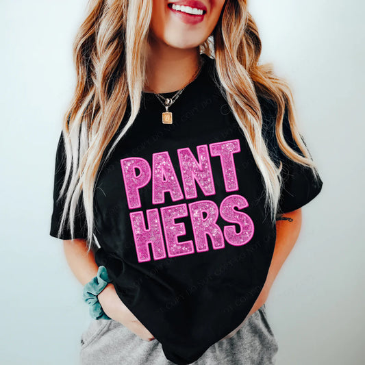 Panthers Faux Sequins and Embroidery Graphic Tee