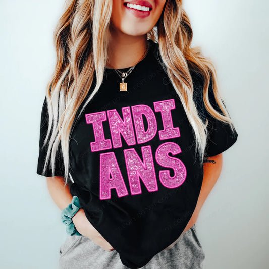 Indians Faux Sequins and Embroidery Graphic Tee