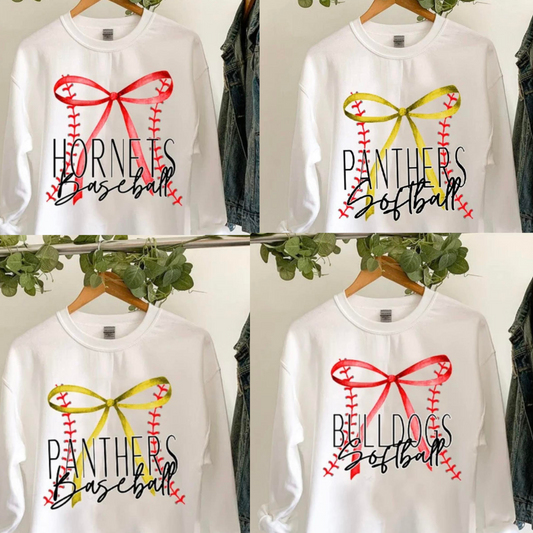 Baseball/ Softball Lace outline with bow Design Mockup- No Physical Item!