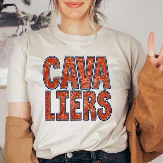 Cavaliers Faux Sequins and Embroidery Graphic Tee