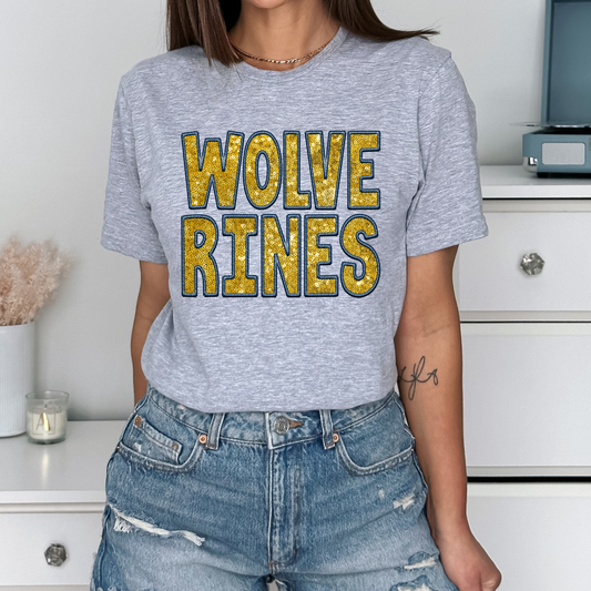Wolverines Faux Sequins and Embroidery Graphic Tee