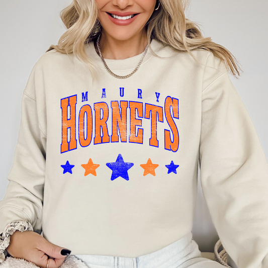 Maury Hornets Distressed Stars DTF Transfer