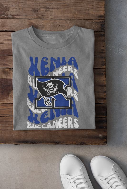 Xenia Buccaneers Distressed Wavy Mascot Design DTF Transfer