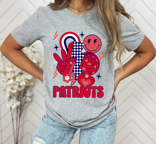 Patriots Red and Blue Groovy DTF Transfer