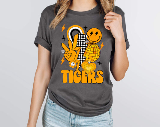 Tigers Yellow Gold Groovy DTF Transfer