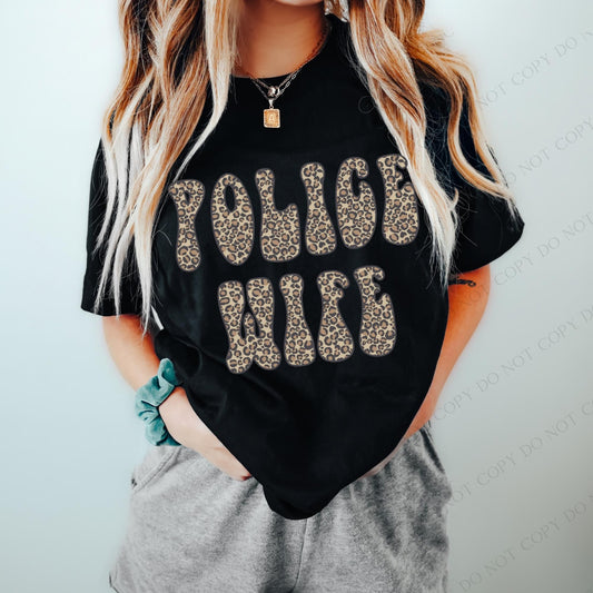 Police Wife bubble leopard Graphic Tee