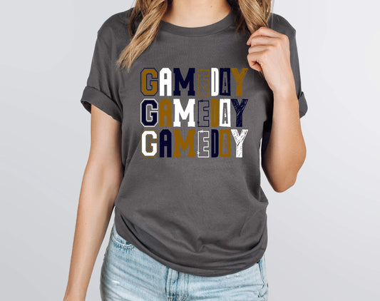 Gameday Navy, White, Old Gold graphic tee