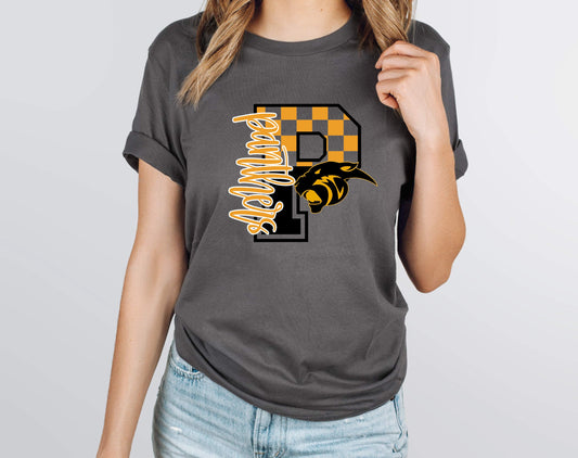 Panthers Yellow Gold Checkered Graphic Tee