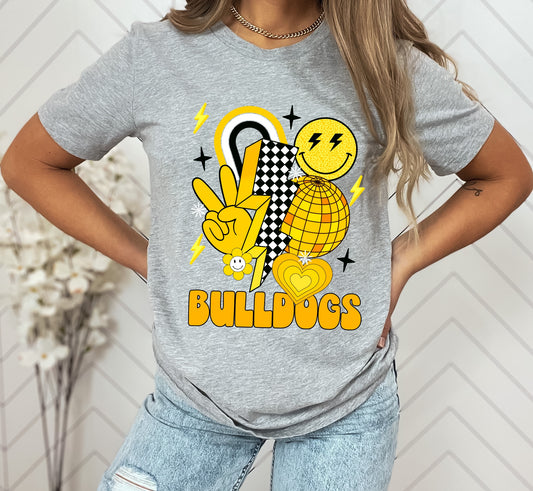 Bulldogs yellow gold and black Groovy DTF Transfer
