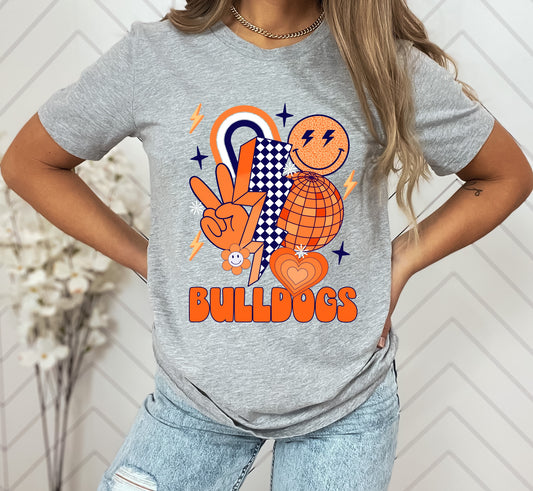 Bulldogs Orange and Navy Groovy DTF Transfer
