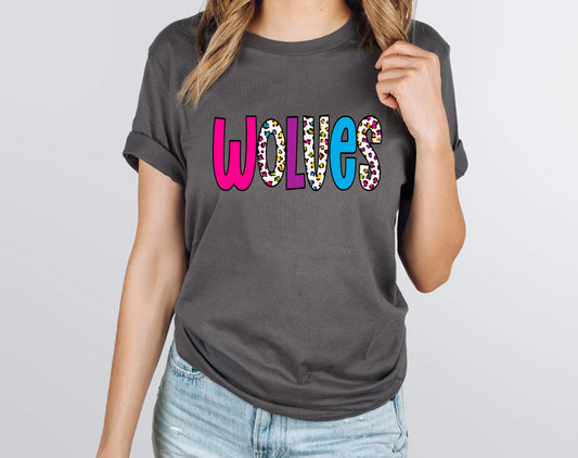 Wolves Rainbow Leopard Graphic Tee
