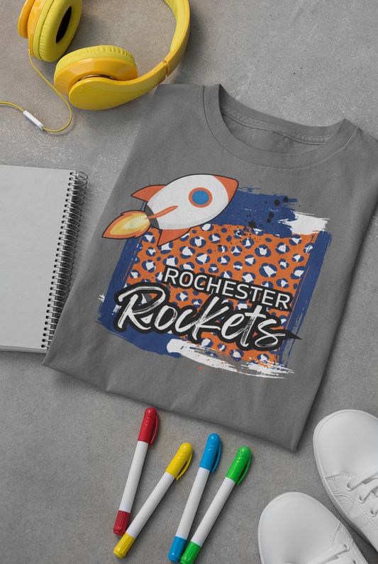 Rochester Rockets Leopard Swatch Mascot Graphic Tee