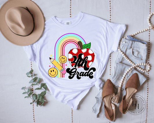 4Th Grade Rainbow Graphic Tee Shirt