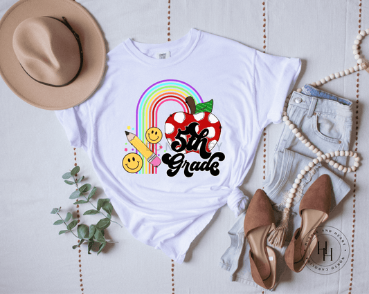 5Th Grade Rainbow Graphic Tee Shirt