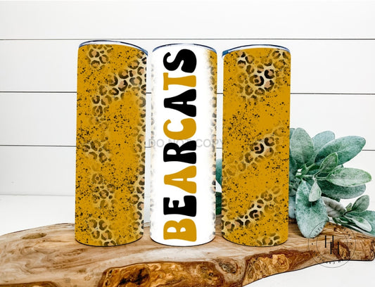 Bearcats Mustard/black Completed 20Oz Skinny Tumbler Sublimation