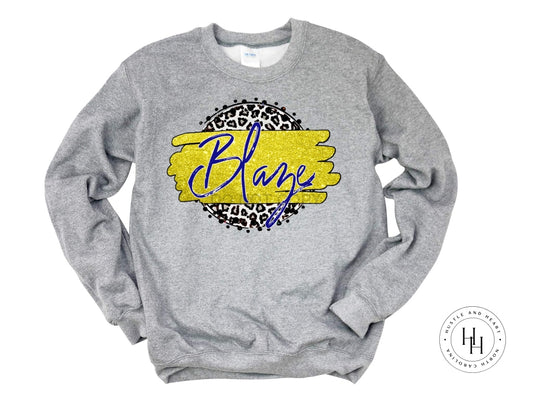 Blaze Yellow/blue W White Outline And Grey Leopard Youth Small / Unisex Sweatshirt Shirt