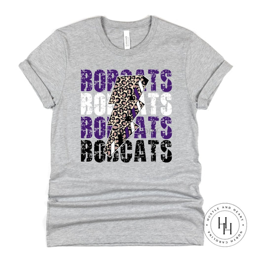 Bobcats Purple White Black Lightning Bolt Graphic Tee