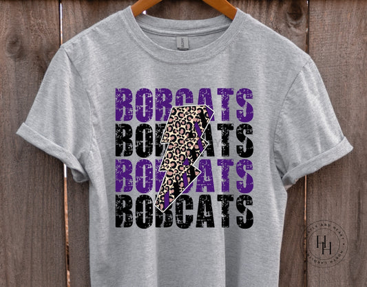 Bobcats Purple/black Lightning Bolt Graphic Tee