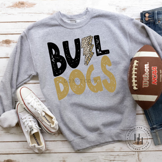 Bulldogs Black And Gold Lightning Bolt Graphic Tee