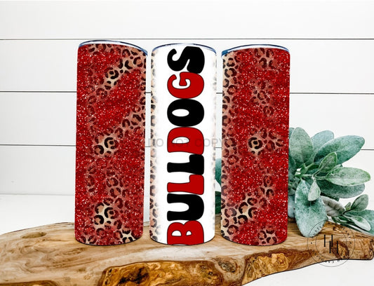 Bulldogs Red/black Completed 20Oz Skinny Tumbler Sublimation