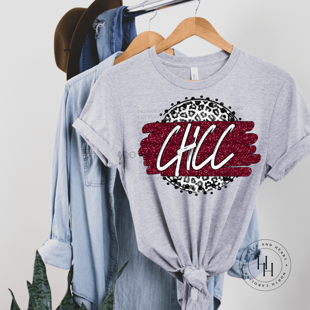 Chcc Grey Leopard Graphic Tee Youth Small / Unisex Maroon Dtg