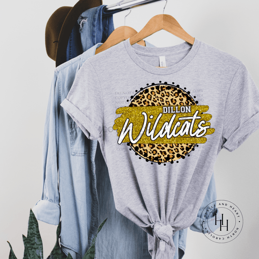 Dillon Wildcats Tan Leopard Graphic Tee Shirt