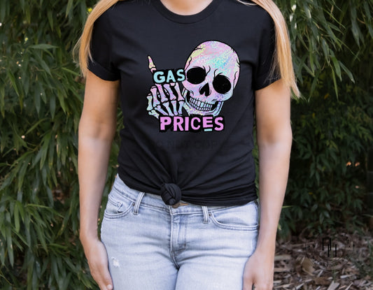 Eff Gas Prices Neon Skull Graphic Tee Dtg