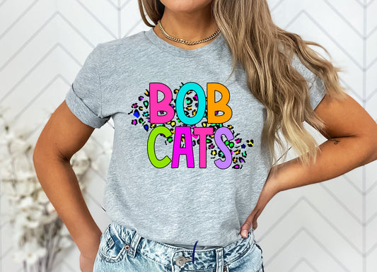 Bobcats Bright Neon Mascot Graphic Tee - DTG ONLY Tee