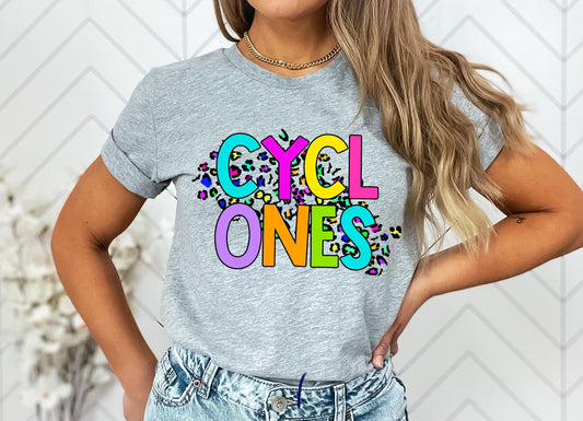 Cyclones Bright Neon Mascot Graphic Tee - DTG ONLY Tee