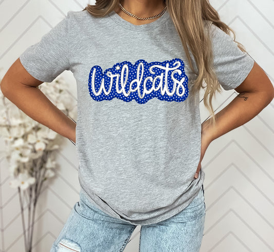 Wildcats Blue/White Faux Applique