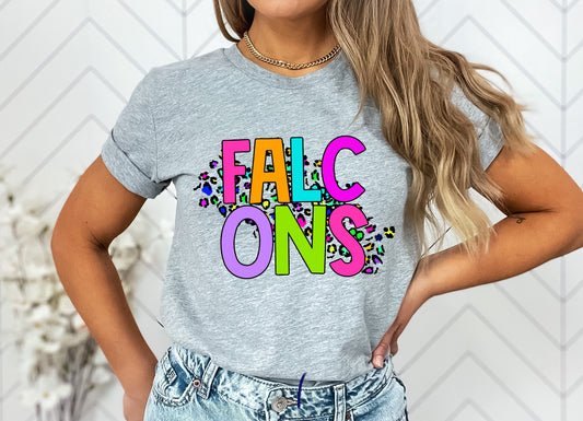 Falcons Bright Neon Mascot Graphic Tee - DTG ONLY Tee