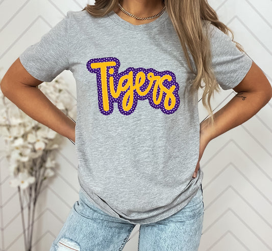 Tigers Purple/Yellow Faux Applique