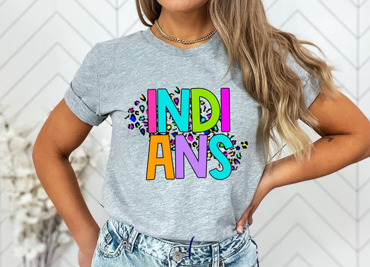 Indians Bright Neon Mascot Graphic Tee - DTG ONLY Tee