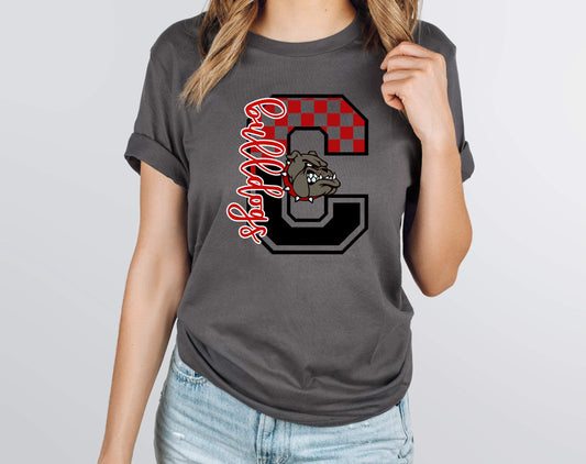 Bulldogs Red C Checkered DTF Transfer