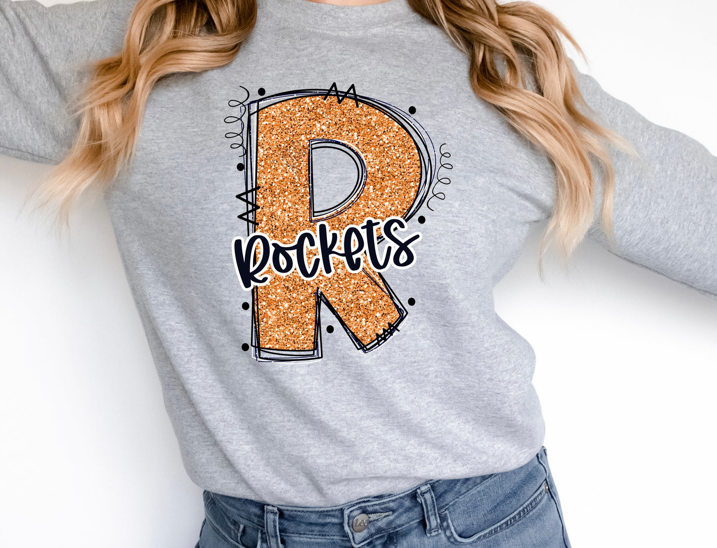 Rockets Glitter Varsity Doodle Graphic Tee Graphic Tee