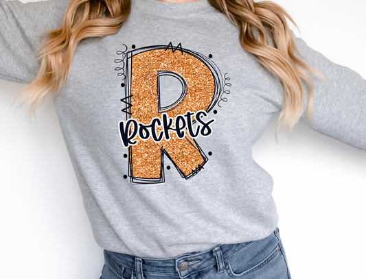 Rockets Glitter Varsity Doodle Graphic Tee Graphic Tee