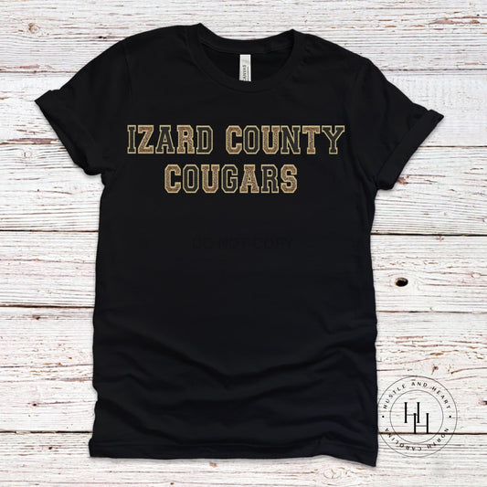 Izard County Cougars Faux Chenille Letters Graphic Tee Dtg
