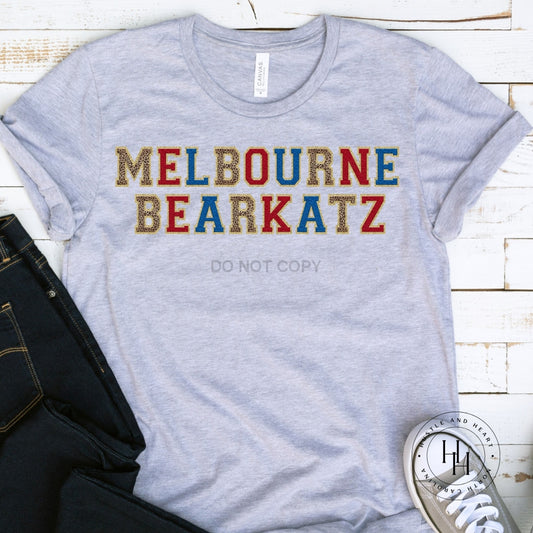 Melbourne Bearkatz Faux Chenille Letters Graphic Tee Dtg